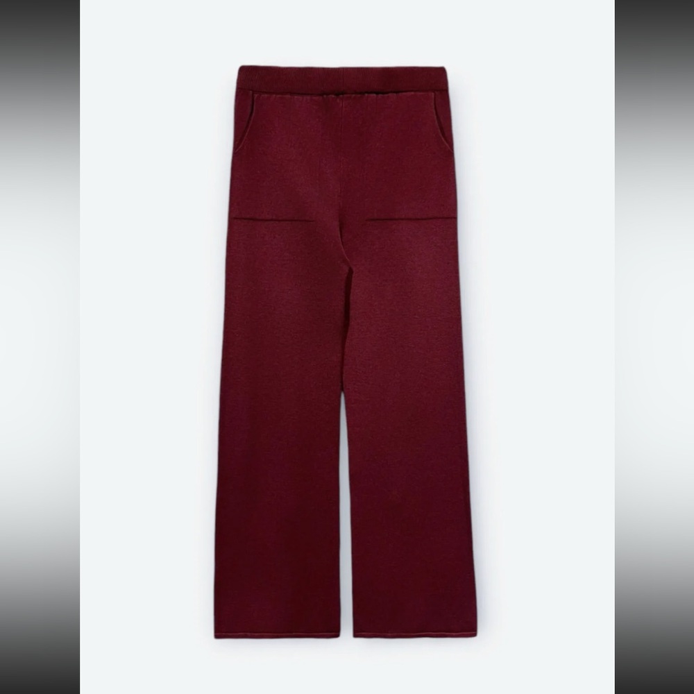 MADE IN ITALY KNIT WIDE LEG PANTS WITH POCKETS